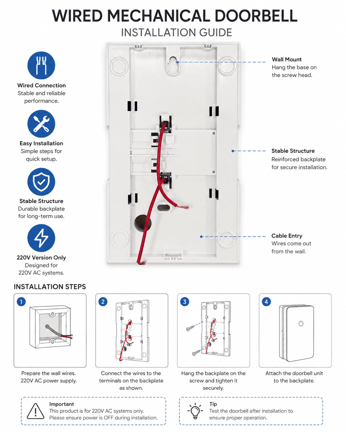 Wired mechanical doorbell installation guide